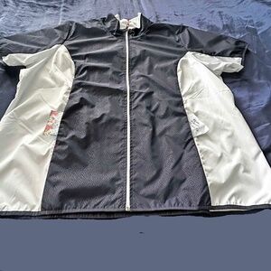 GOLF JACKET, MARITIME BLUE & WHITE, SIZE 5X, SHORT SLEEVES, WATER & WIND REPELLE